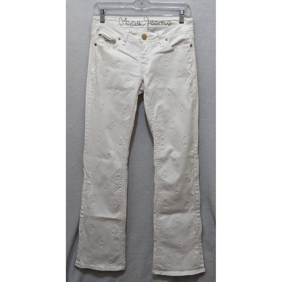 Pepe Jeans Denim - Pepe Jeans Womens Tag 28 Embroidered Pepe Throughout White 28/30